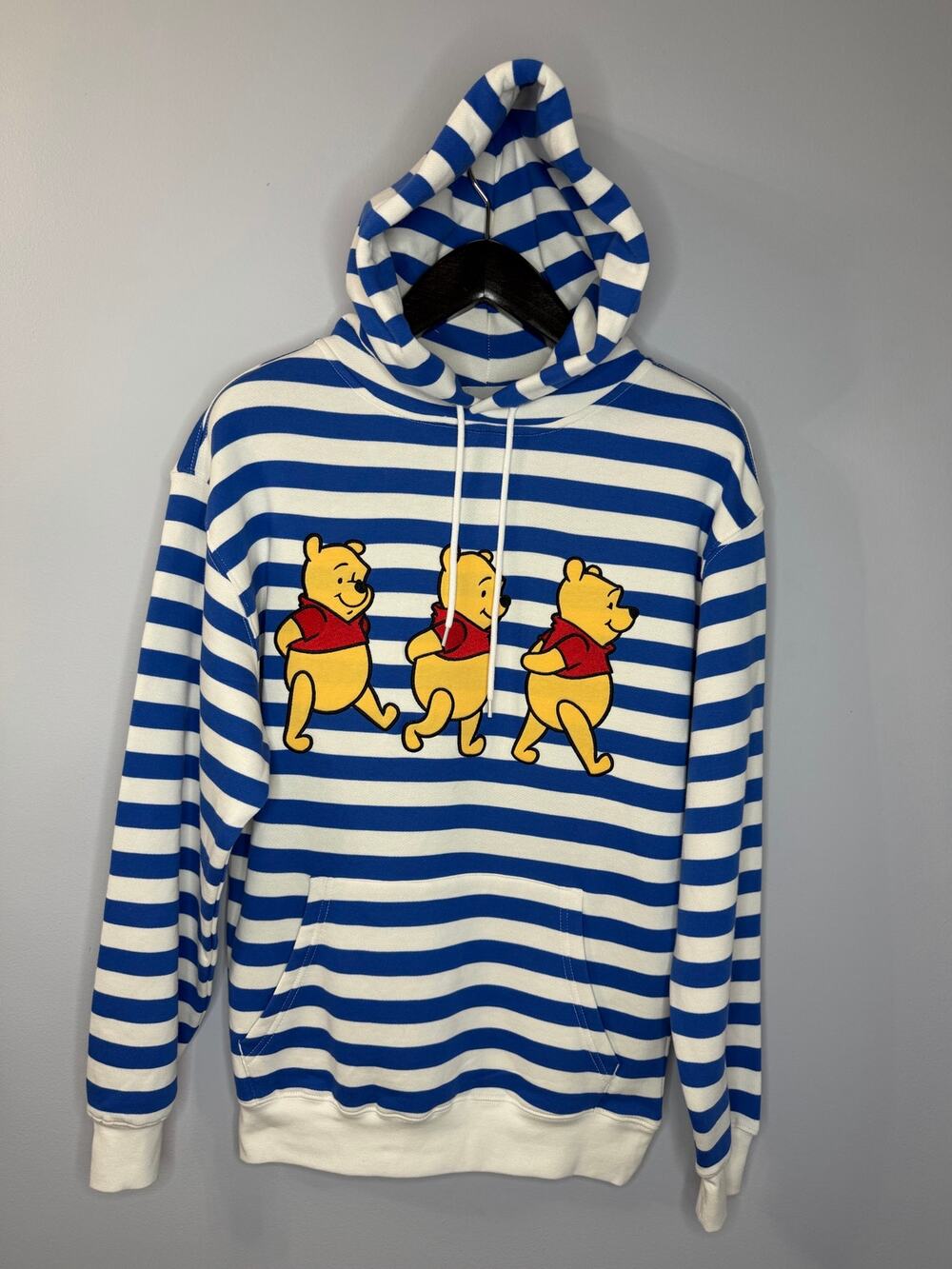 Disney Parks Winnie the Pooh Hoodie Sweatshirt Blue Striped Sz S